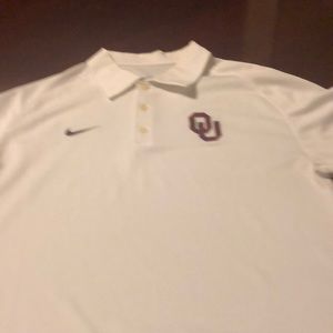 Off white Nike Oklahoma polo w/ crimson stripes